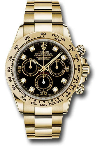Rolex Yellow Gold Cosmograph Daytona 40 Watch ¨C Black Diamond Dial ¨C 116508 bkd(1:1 replica)