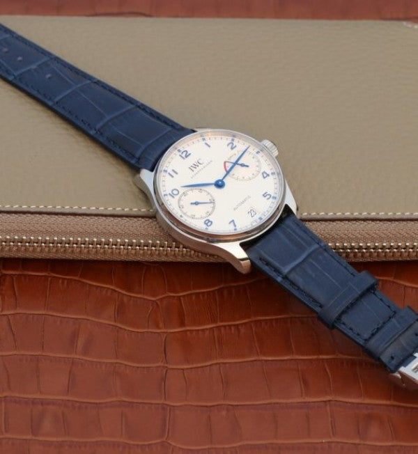 Replica IWC ZF Portuguese IW500705 White Dial Blue Markers Leather Strap V3