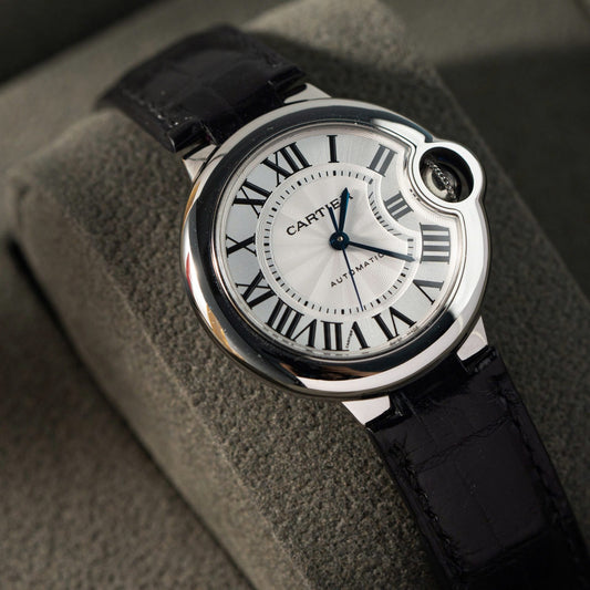 Cartier Ballon Bleu Replica 1:1 Watch White Dial Leather Strap 36mm