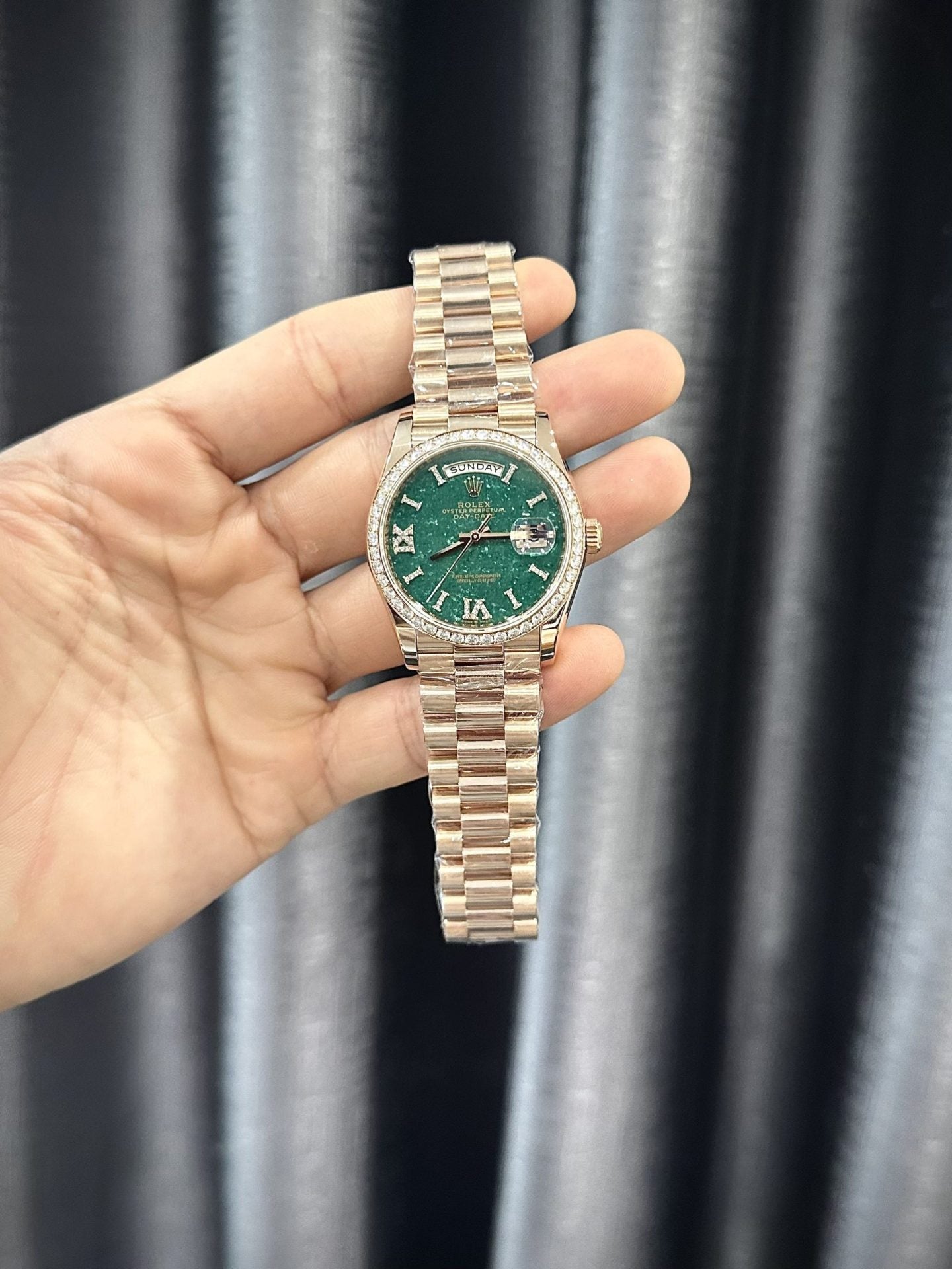 Rolex Best Replica Watch Day-Date 128235 Gold Wrapped And Moissanite Diamond Custom 36mm