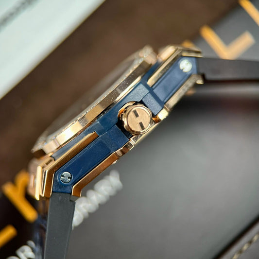 Hublot Big Bang One Click Replica Watch Blue Dial With Moissanite Diamond 39mm
