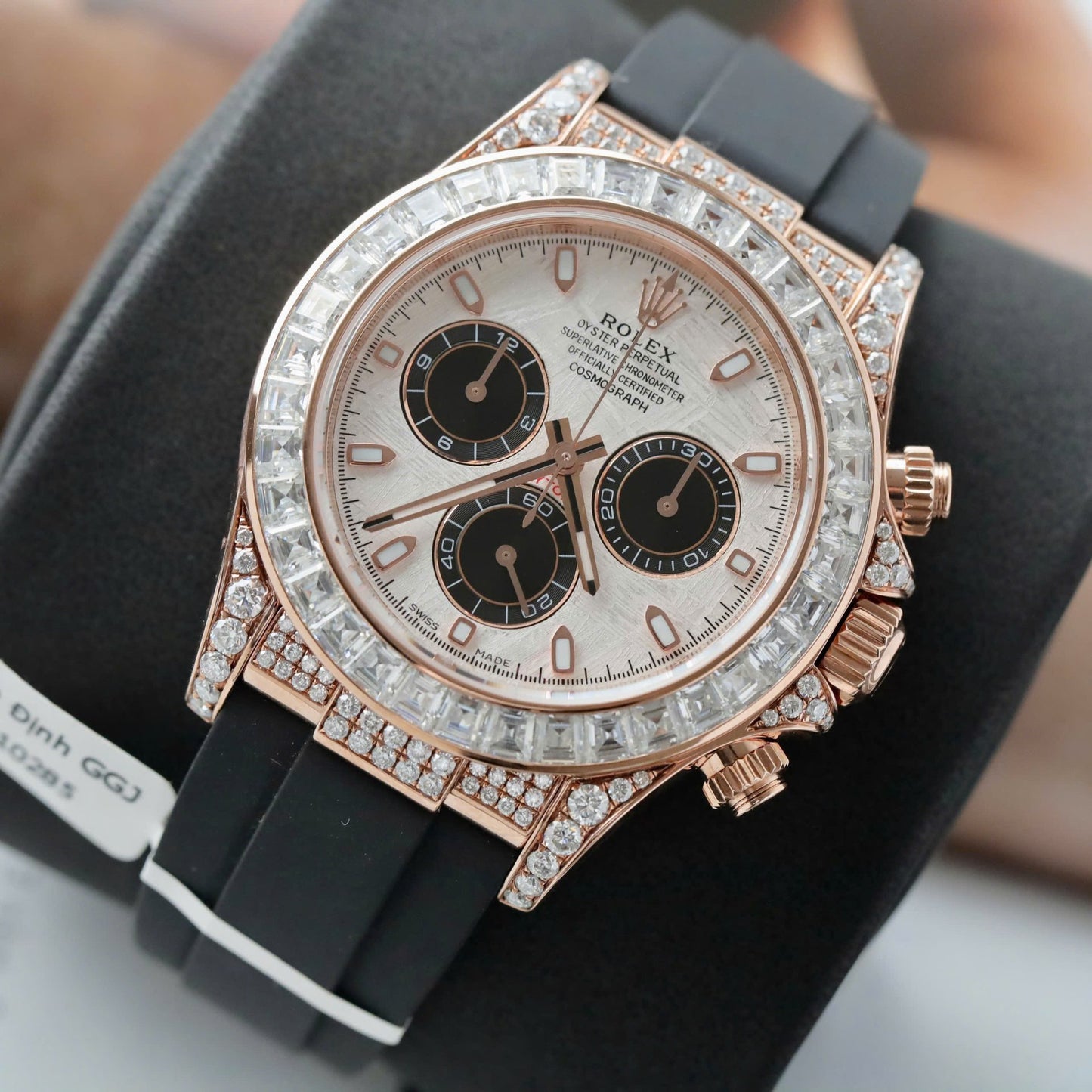 Rolex Daytona Best Clone Watches 18K Gold Wrapped + Diamonds Moissanite Baguette 40mm
