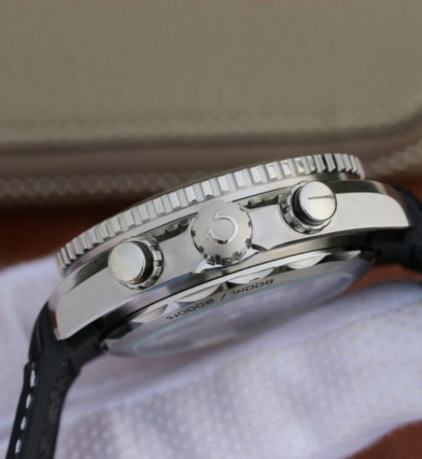 Replica Omega OMF Planet Ocean Master Chronometer Black LiquidMetal Leather Strap A9900