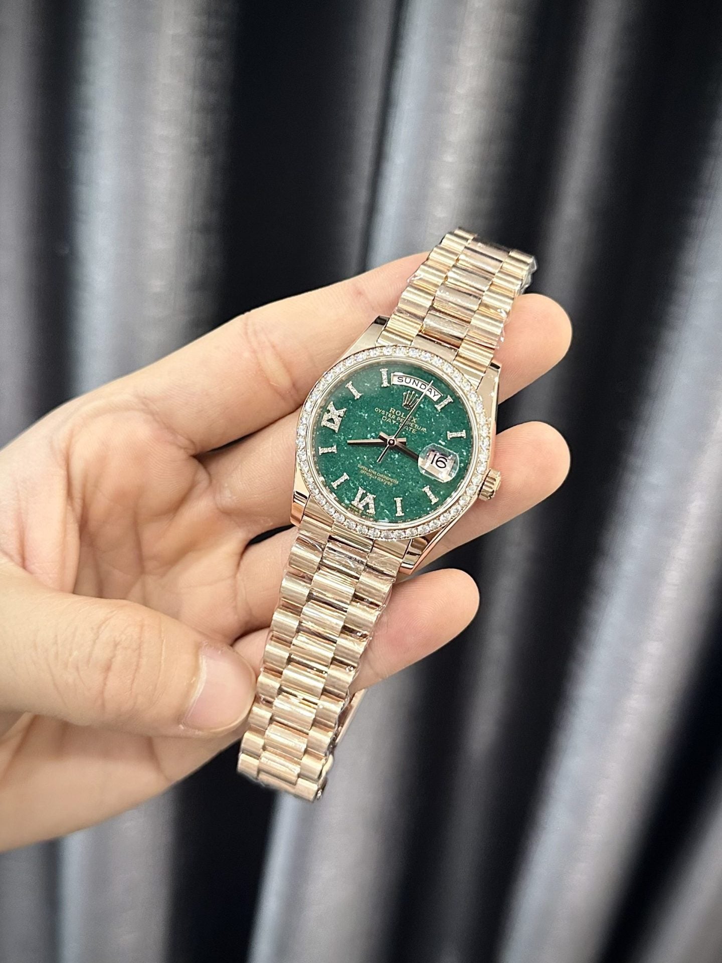 Rolex Best Replica Watch Day-Date 128235 Gold Wrapped And Moissanite Diamond Custom 36mm