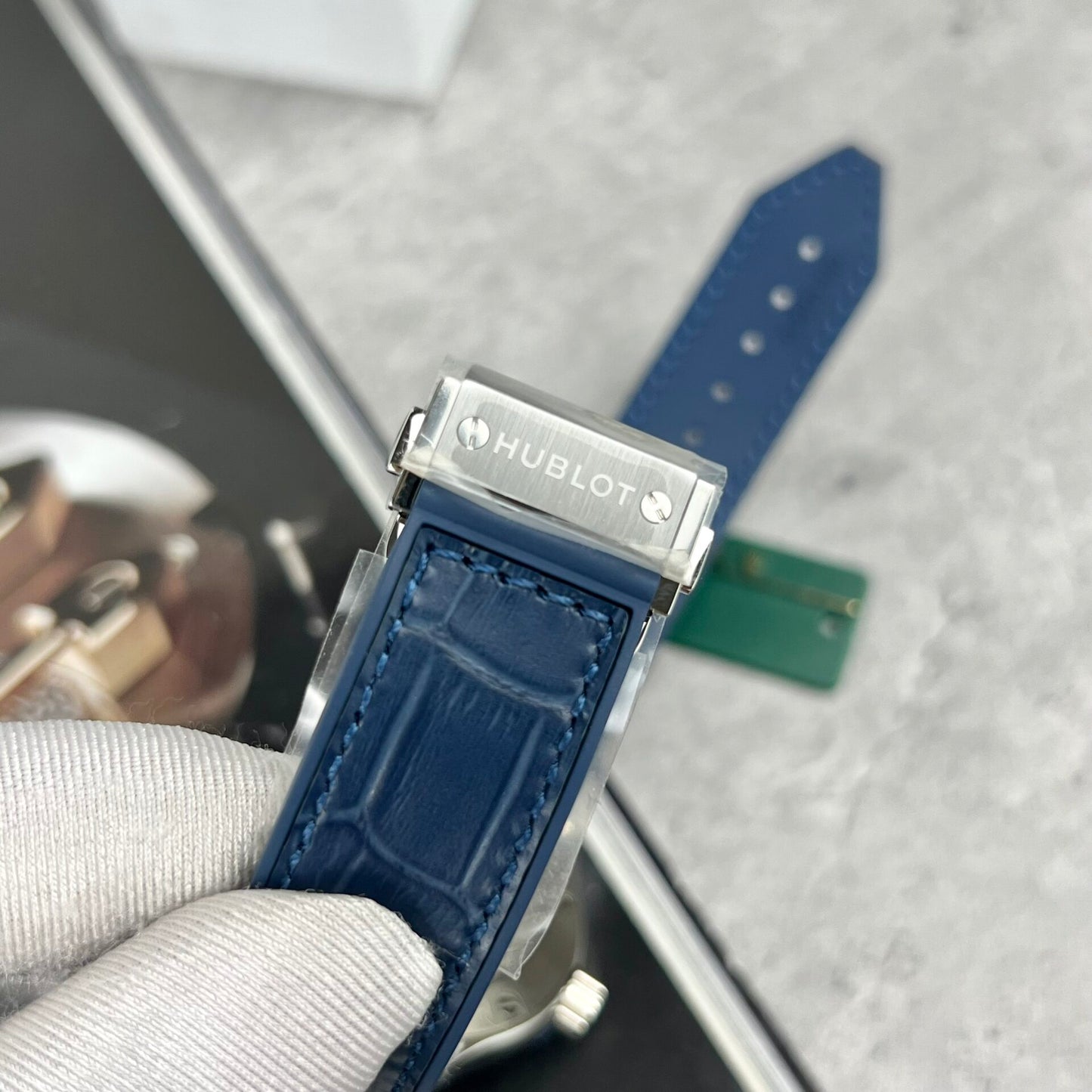 Hublot Classic Fusion Titanium Replica Watch Blue Leather Strap JJF 38mm