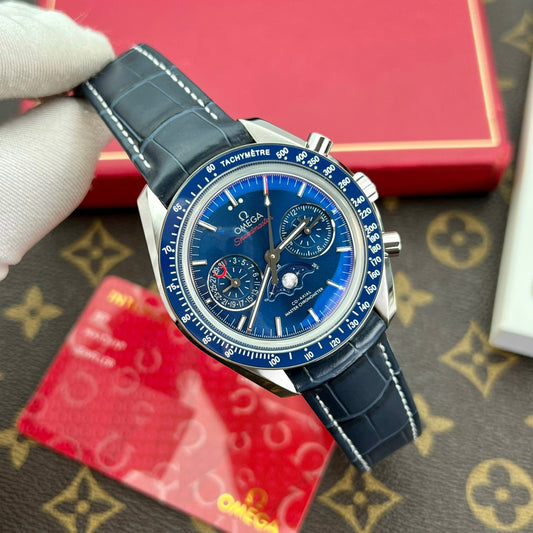 Omega Replica Watch Speedmaster Co-Axial Moonphase Blue Dial 44mm