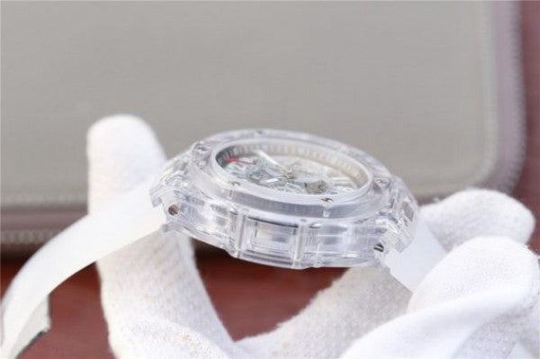 Replica Hublot Big Bang Unico Sapphire Plastic Case Skeleton Dial White Rubber Strap Jap Quartz