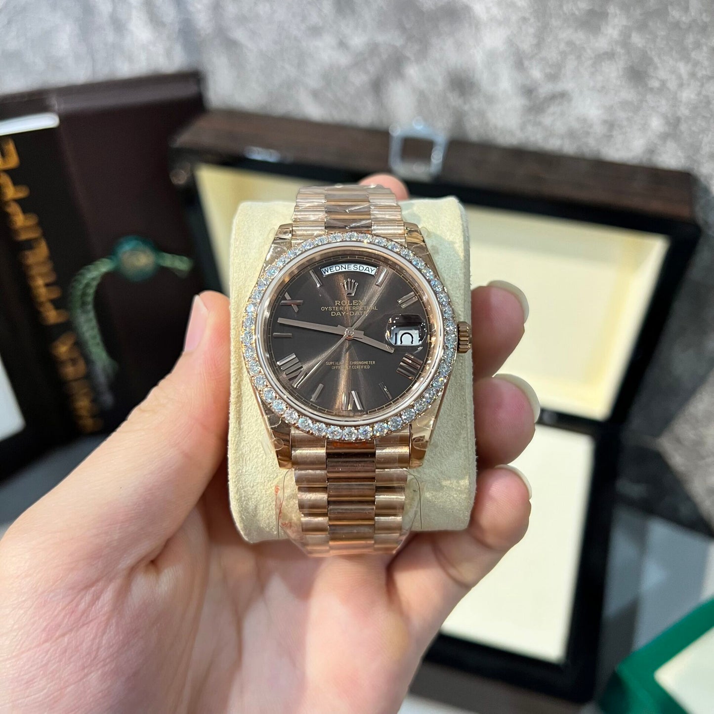 Rolex Day-Date 228235 Replica Watch Refined With Moissanite Diamonds 40mm