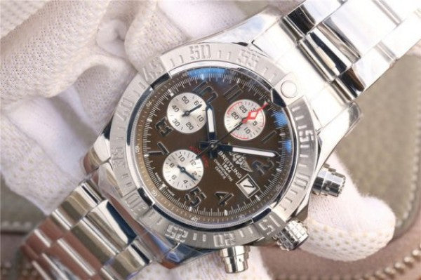 Replica Breitling Avenger II Chronograph 43mm SS GF Gray/White Dial on SS Bracelet A7750