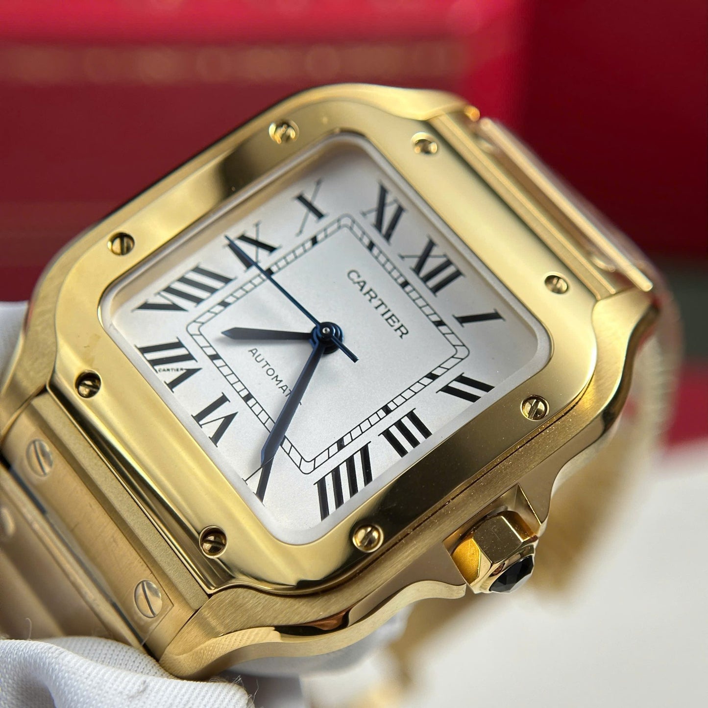 Cartier Santos Womens White Dial Best Replica Watch BV Factory 35.2mm