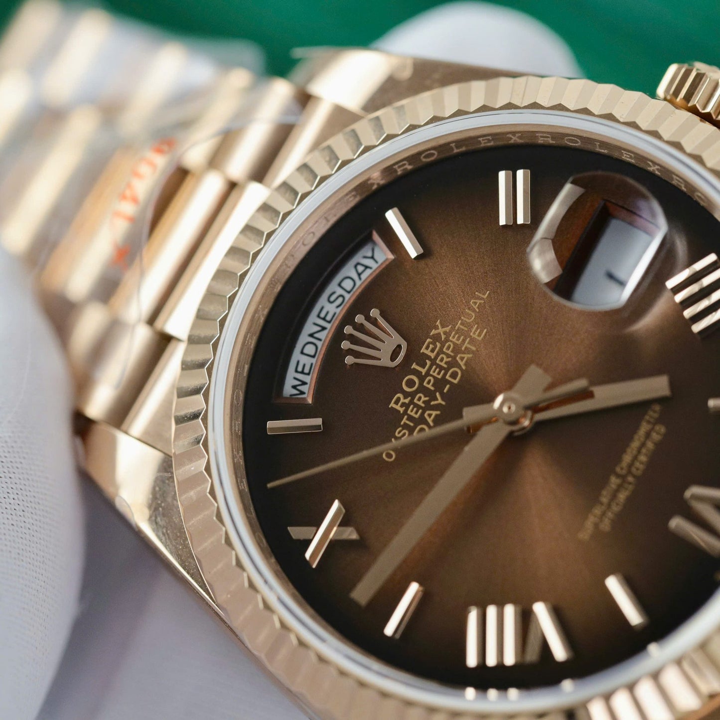 Rolex Day-Date 128235 Replica Watch Dial Chocolate Weight 158gram QF Factory 36mm