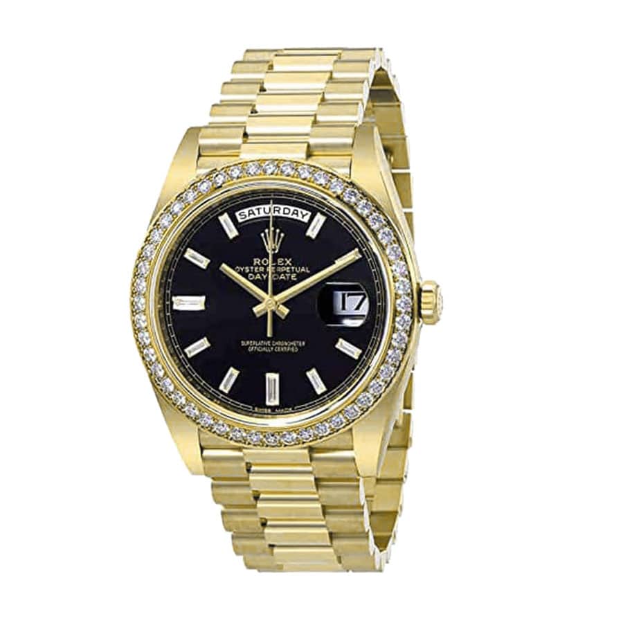 Rolex Day-Date 228398TBR Yellow Gold   Diamonds Black Dial Replica