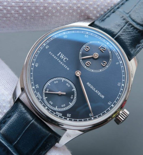 Replica IWC YLF Portuguese Regulateur Blue Dial Leather Strap A6498