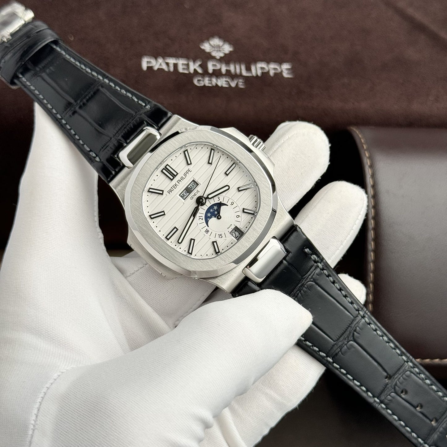 Patek Philippe Rep 11 Watch Nautilus 5726 Men s Leather Strap Factory GR 40.5mm