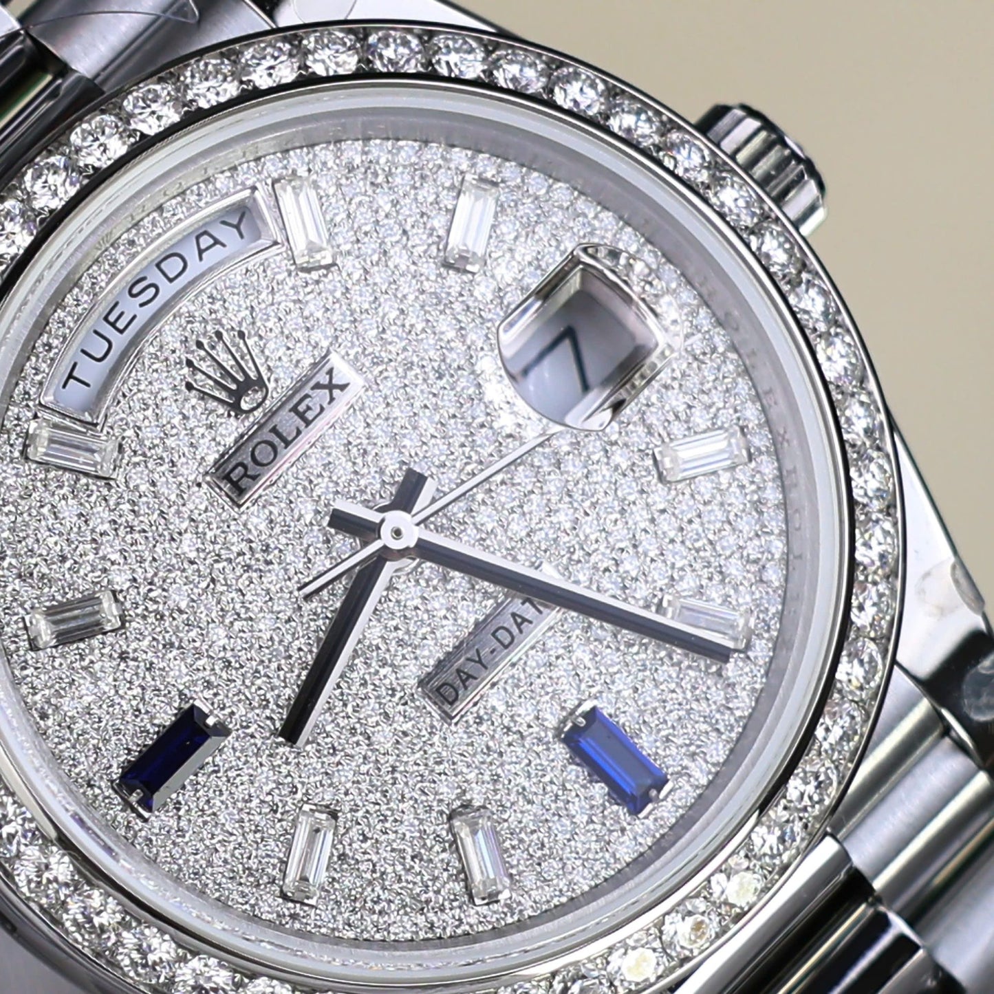 Rolex Day-Date Best Copies Watch Diamonds Moissanite Custom GM Factory 40mm