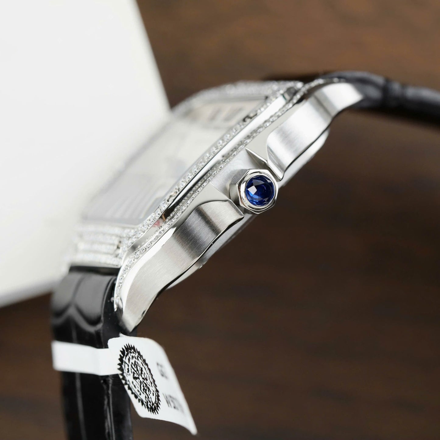 Cartier Santos Women¡¯s White Dial Copies Watches Moissanite Diamonds Custom BV Factory 35.2mm