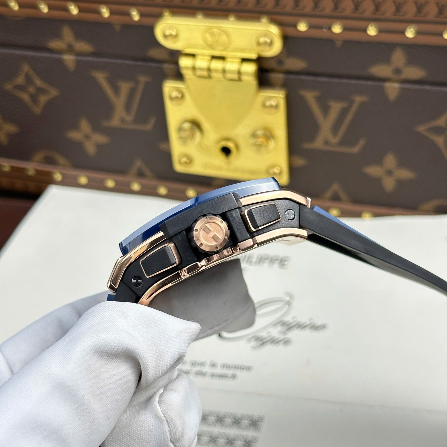 Hublot Spirit Of Big Bang King Gold Replica Watch Bezel Blue BBF Factory 42mm