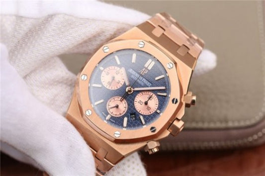 Replica Audemars Piguet Royal Oak Chronograph RG JHF Blue/RG Dial RG Bracelet A7750