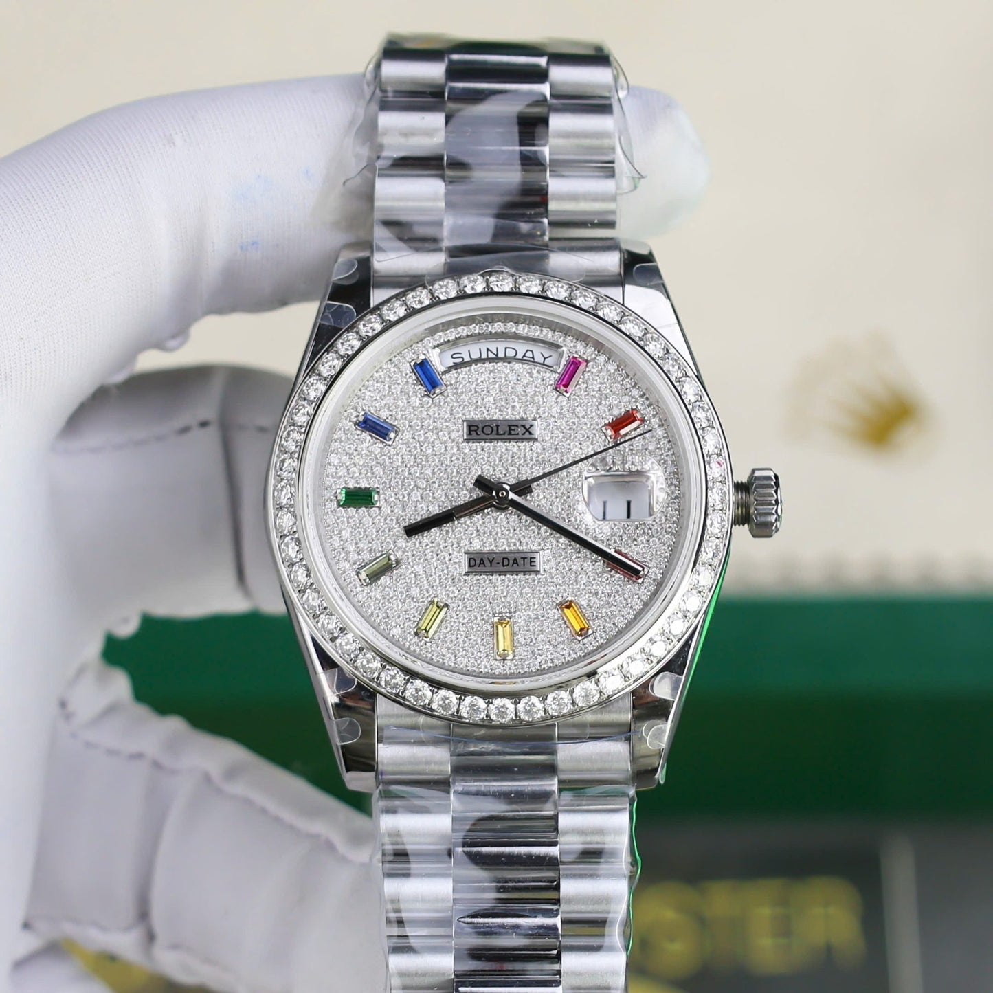 Rolex Day-Date Best Copies Watch Custom Diamonds Moissanite GM Factory 40mm