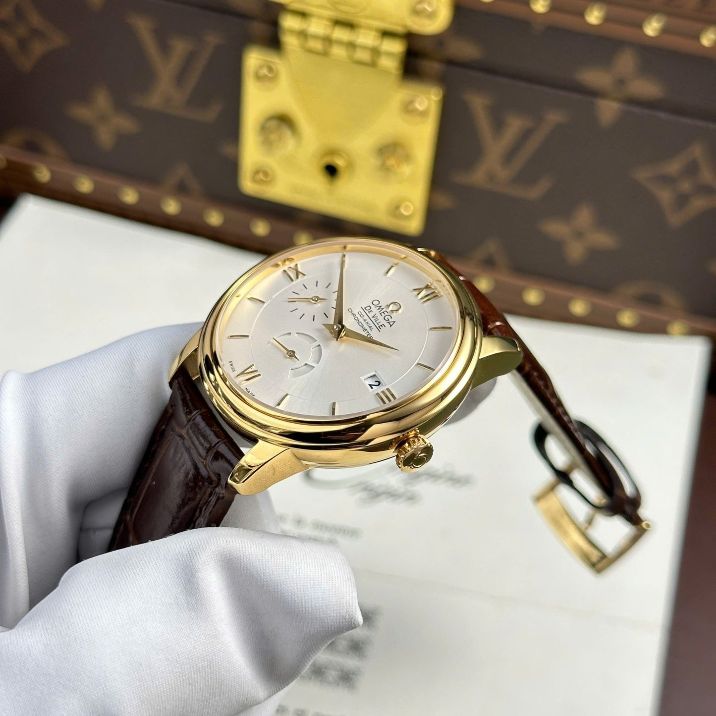 Omega De Ville Prestige Power Reserve Replica 11 Watch Leather Strap 39.5mm