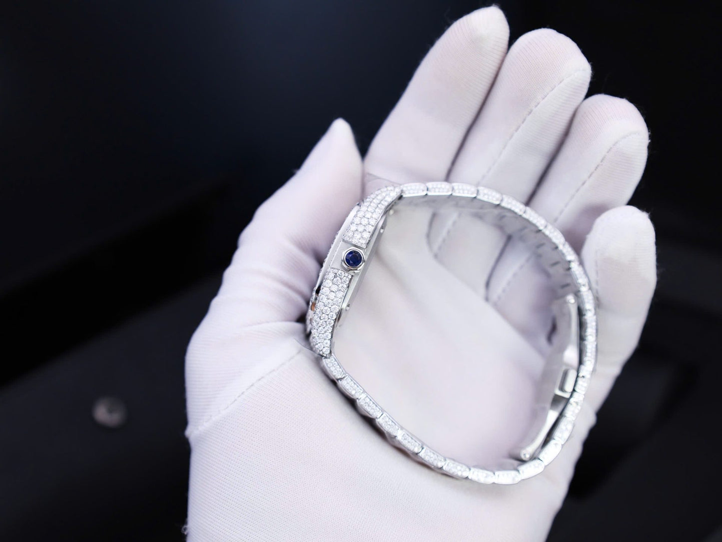 Cartier Santos Custom With Full Diamond Moissanite Hong Kong 35mm