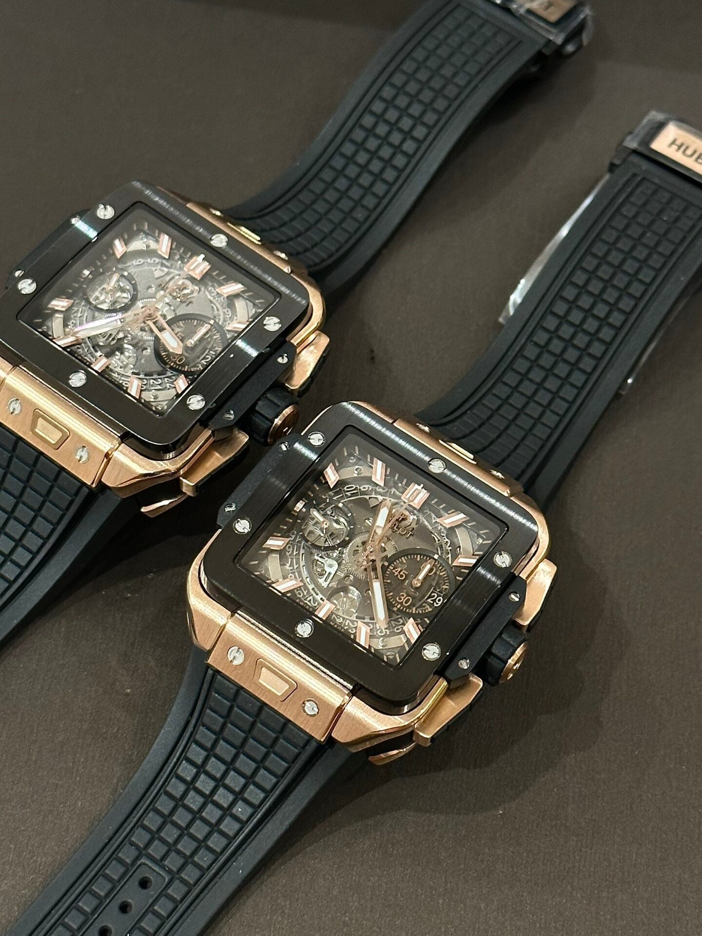 Hublot Big Big Square Best Replica Watch Rose Gold Black Bezel 42mm