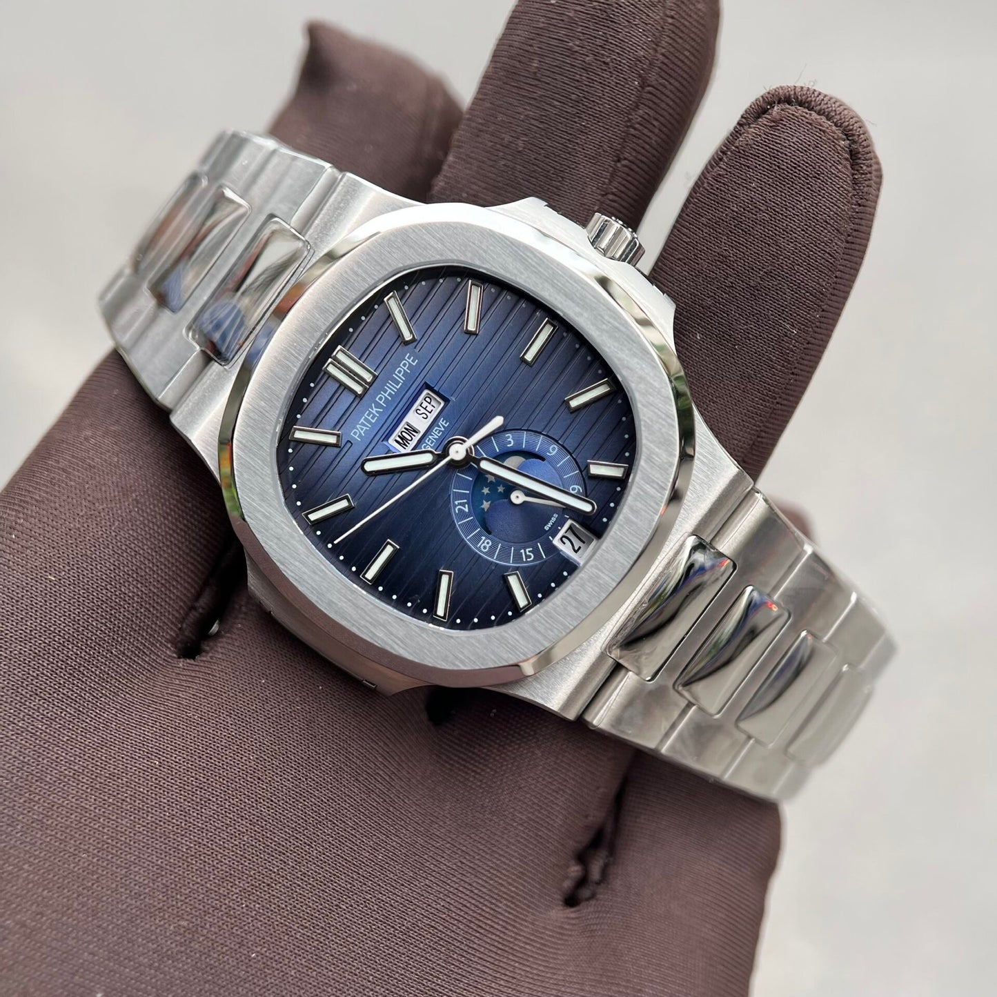 Patek Philippe 5726G Replica Watch Steel Strap Blue Dial 40.5mm
