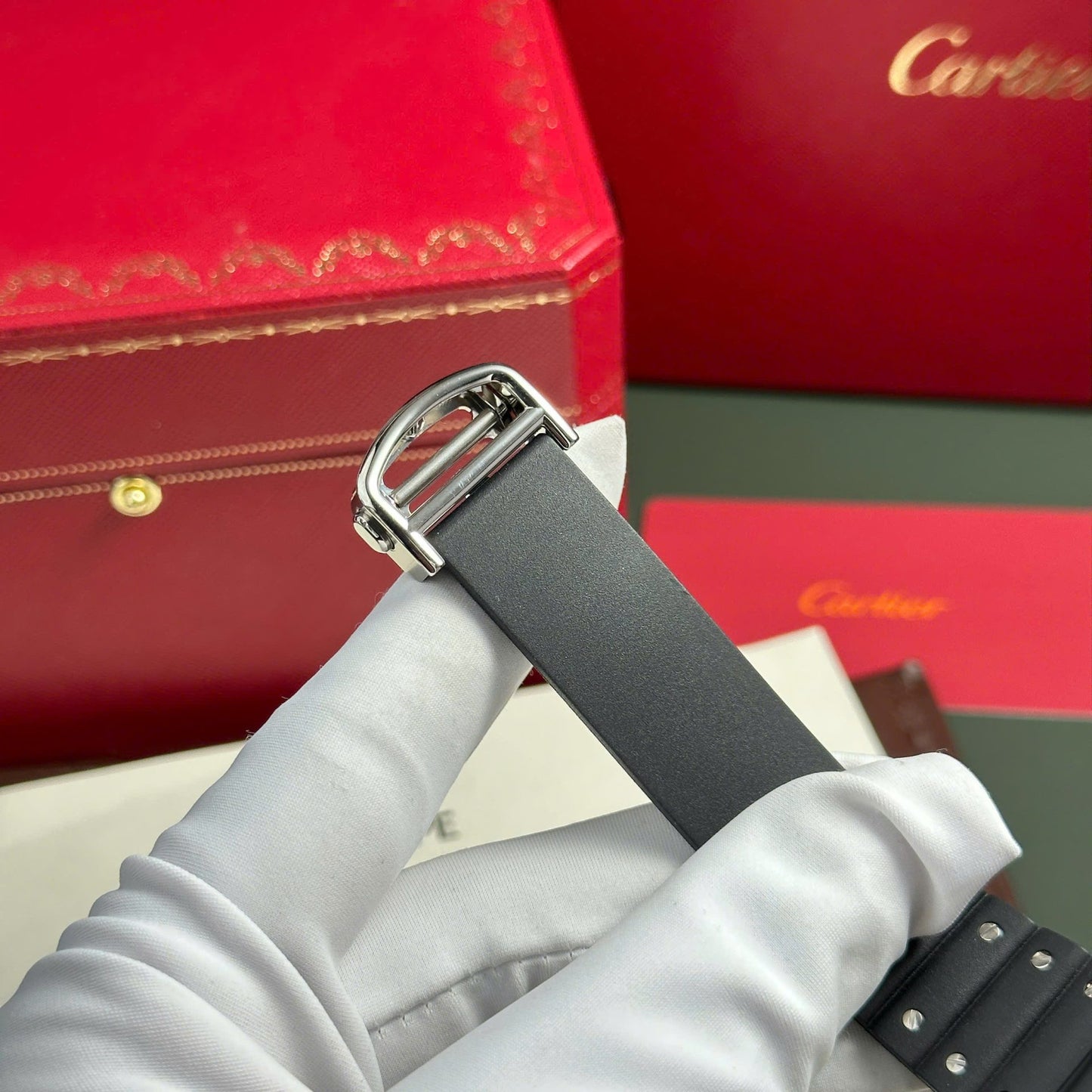 Cartier Santos Black Replica 11 Watch Rubber Strap BV Factory 39.8mm