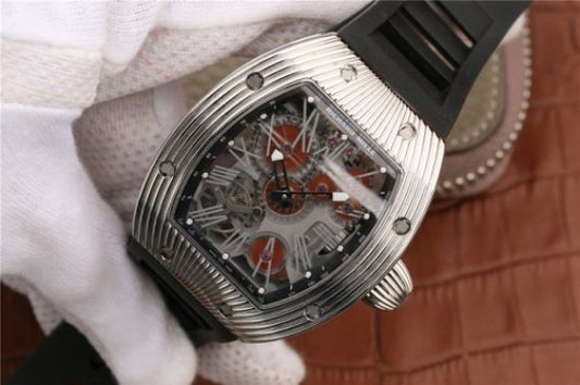 Replica Richard Mille RM018 Hommage a Boucheron SS Brown Skeleton Dial Black Rubber Strap 6T51