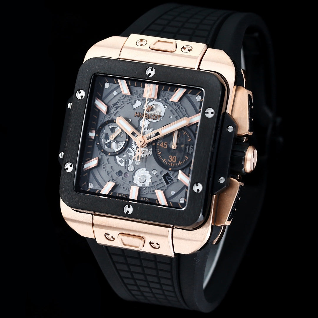 Hublot Big Bang, Square Bang Unico 42mm Textured Rubber Strap(1:1 replica)