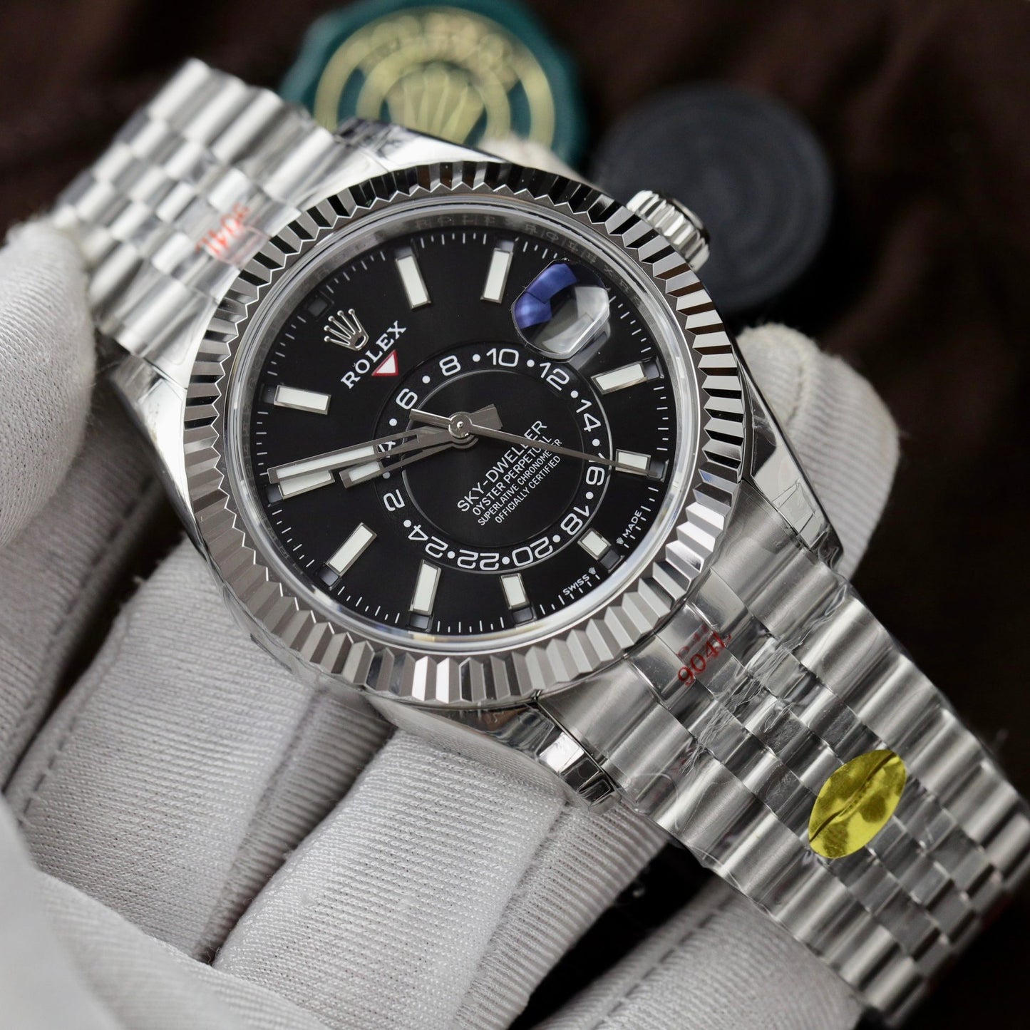 Rolex Sky-Dweller Rep 11 Watch Black Dial Jubilee Strap Highest Quality 42mm
