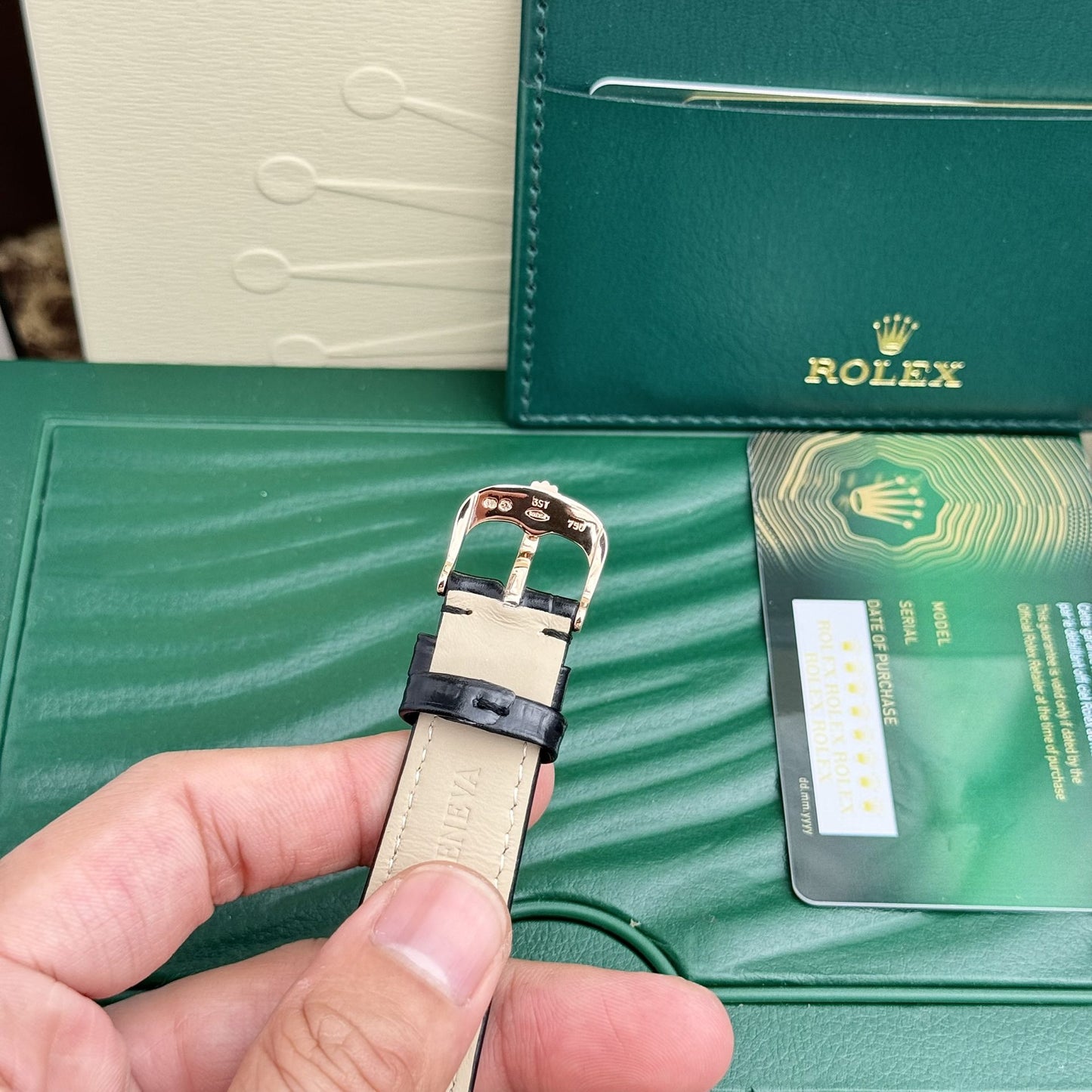 Rolex Replica 1:1 Watch Cellini 50525 White Face Black Leather Strap 39mm