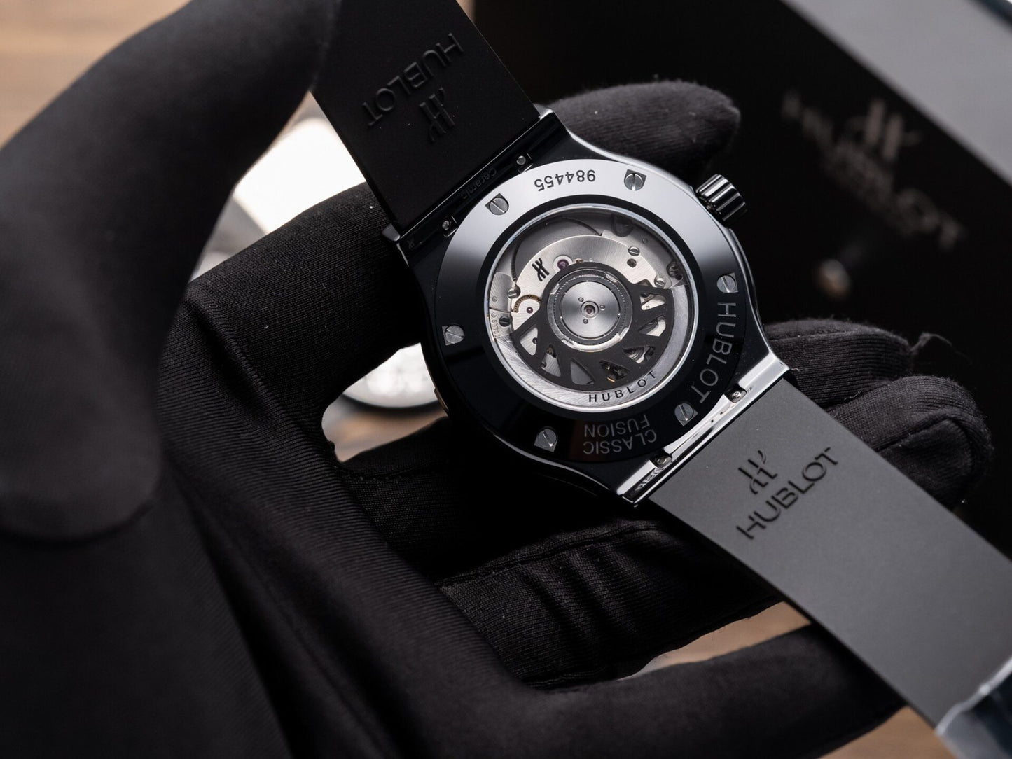 Hublot Classic Fusion Replica Watch Ceramic Carbon Dial Rubber Strap GSF 42mm