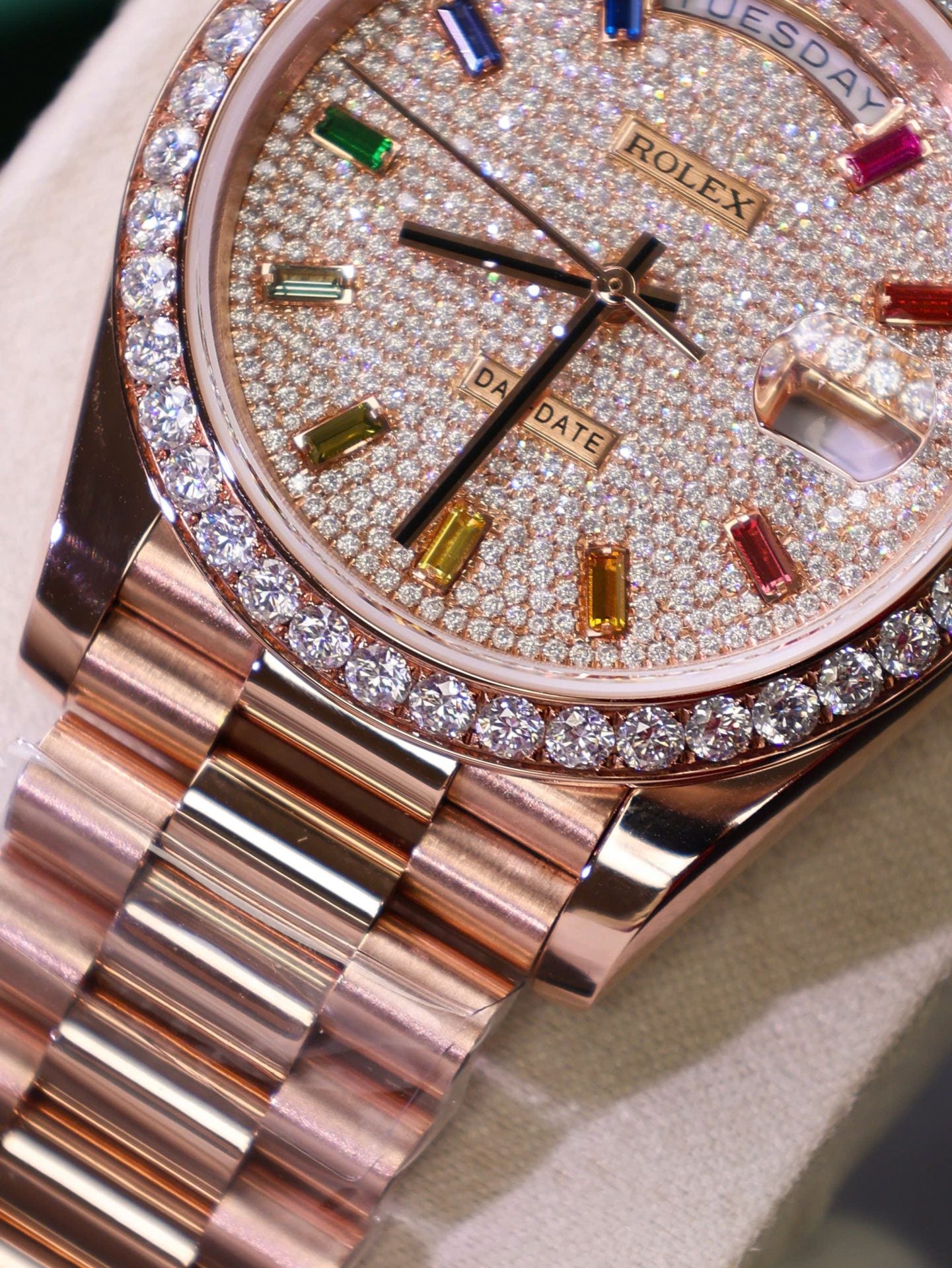 Rolex Day-Date Copies Watches Moissanite Diamonds + 18K Gold Wrapped Custom GM Factory 40mm