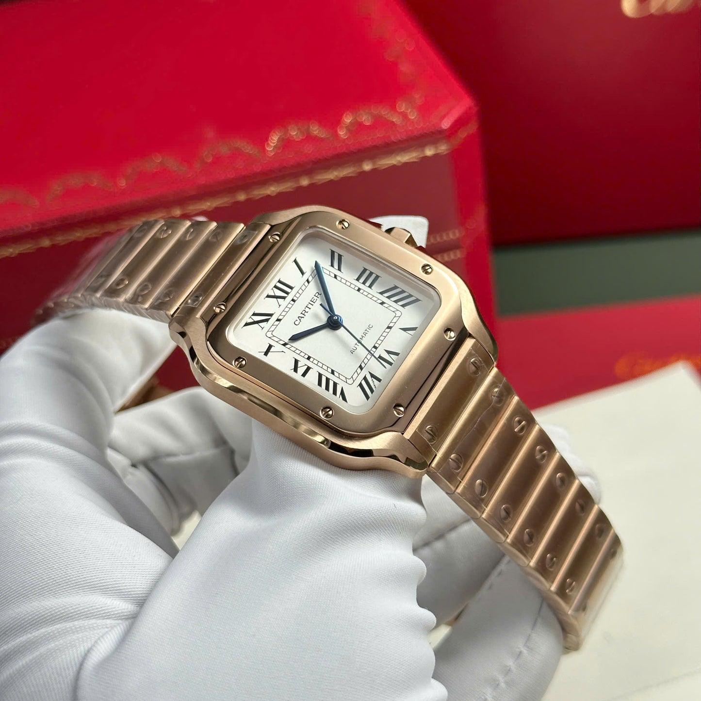 Cartier Santos Rose Gold Replica 11 Watch Dial White BV Factory 35mm
