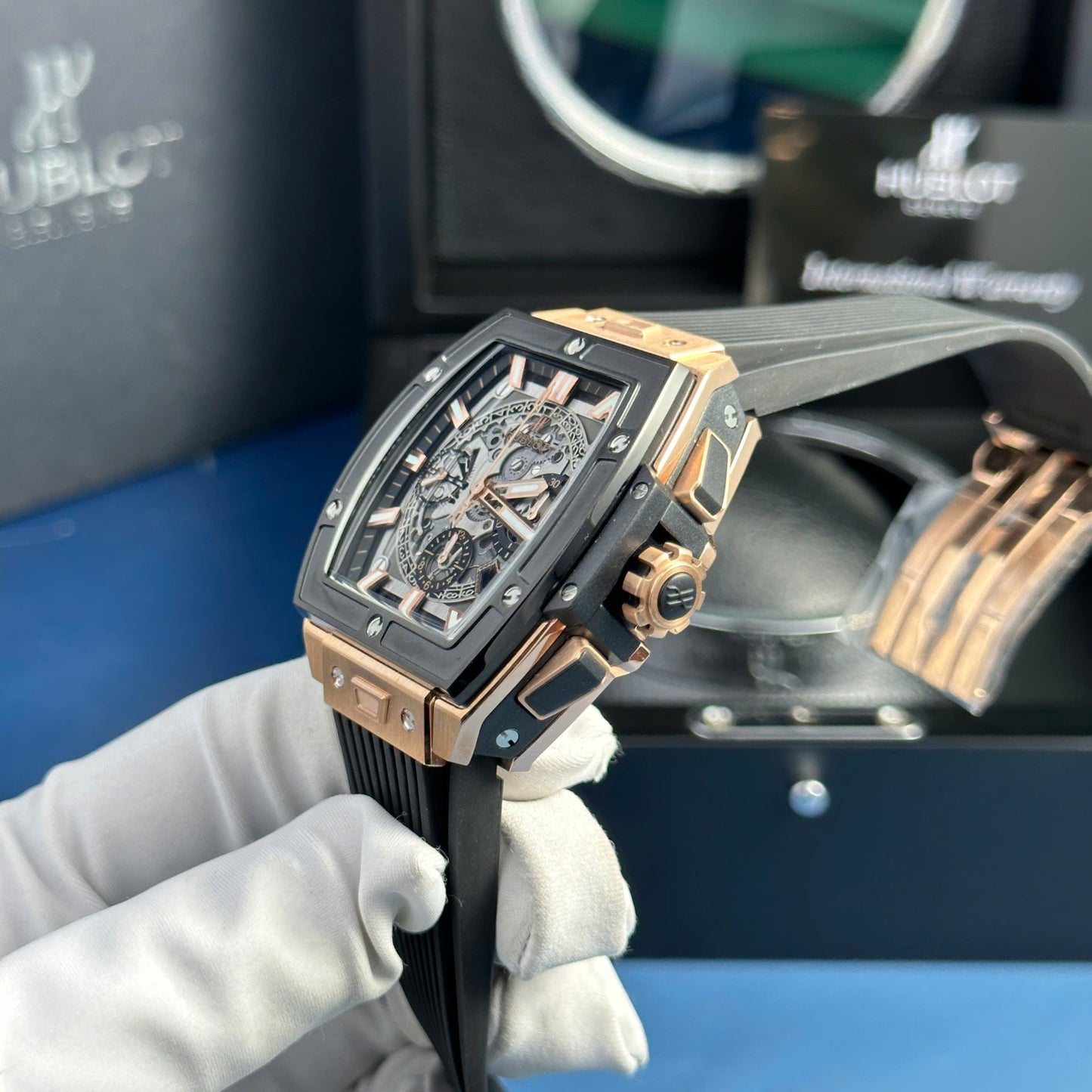 Hublot Spirit Of Big Bang King Gold Replica Watch Rubber Strap 42mm