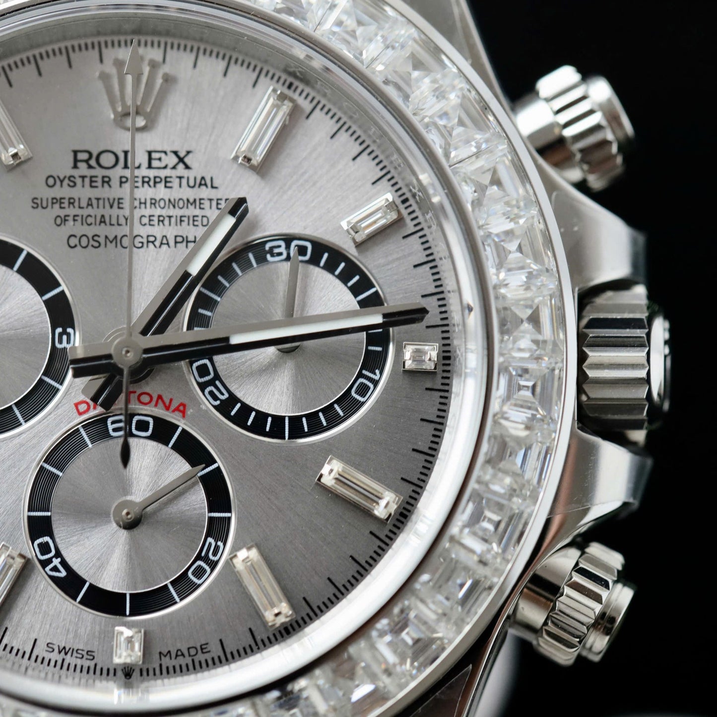 Rolex Daytona 126500 Copies Watch Diamonds Moissanite Custom 40mm