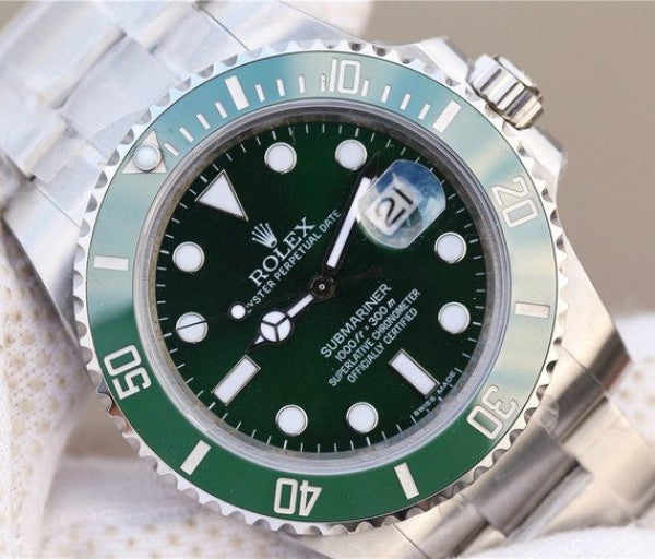 Replica Rolex Submariner 116610 LV Green Ceramic VRF SS Bracelet A2836