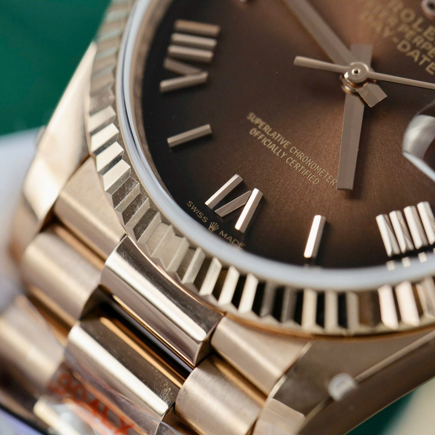 Rolex Day-Date 128235 Replica Watch Dial Chocolate Weight 158gram QF Factory 36mm