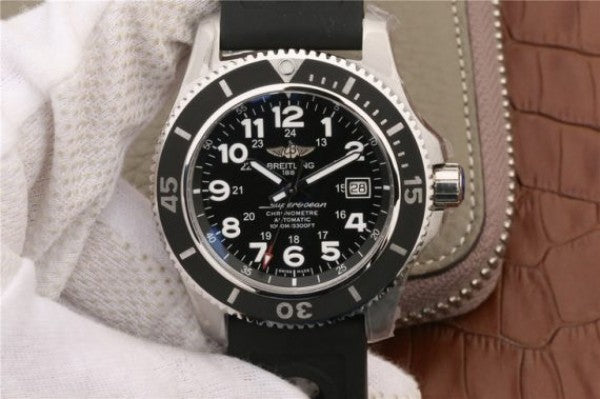 Replica Breitling SuperOcean  II 44mm GF Black Dial Black Rubber Strap A2824