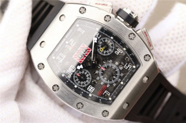 Replica Richard Mille RM011 Felipe Massa Black Inner Bezel Black Rubber Strap A7750
