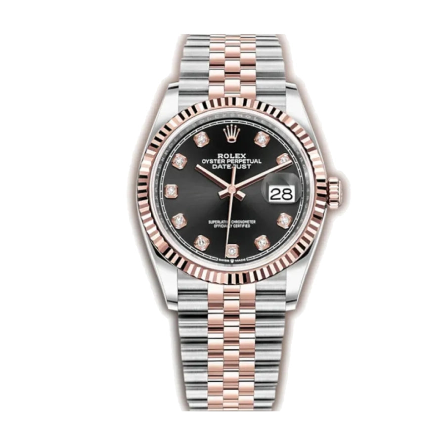 Rolex Datejust 126231, 36mm ¨C Everose Gold Fluted Bezel, Slate Motif Dial with Diamond
