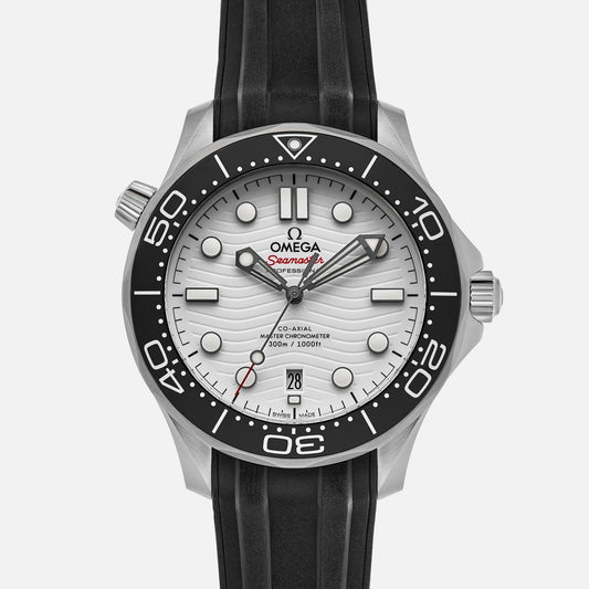 Seamaster Diver 300M Co-Axial Master Chronometer 42mm White Dial On Rubber Strap(1:1 replica)