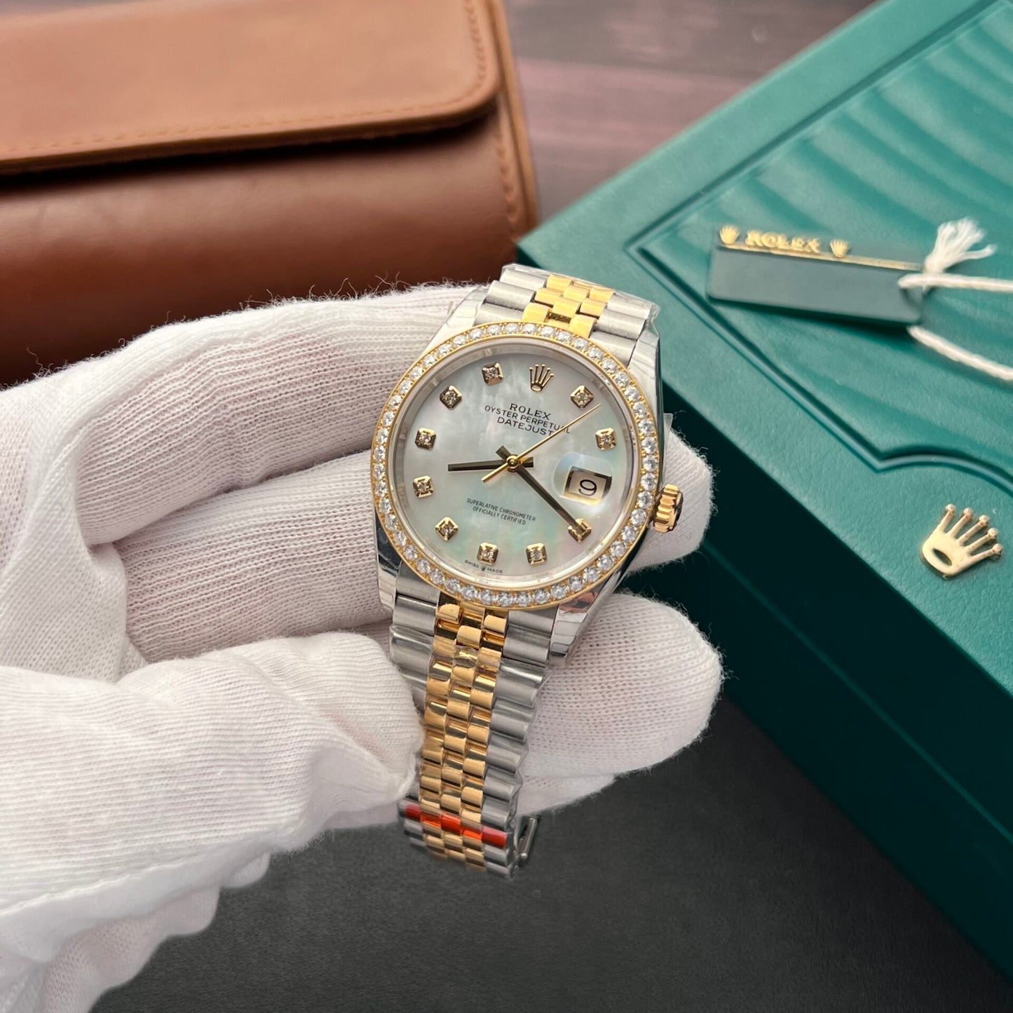 Rolex Rep 11 Watch DateJust MOP Moissanite Diamond Bezel EW 36mm