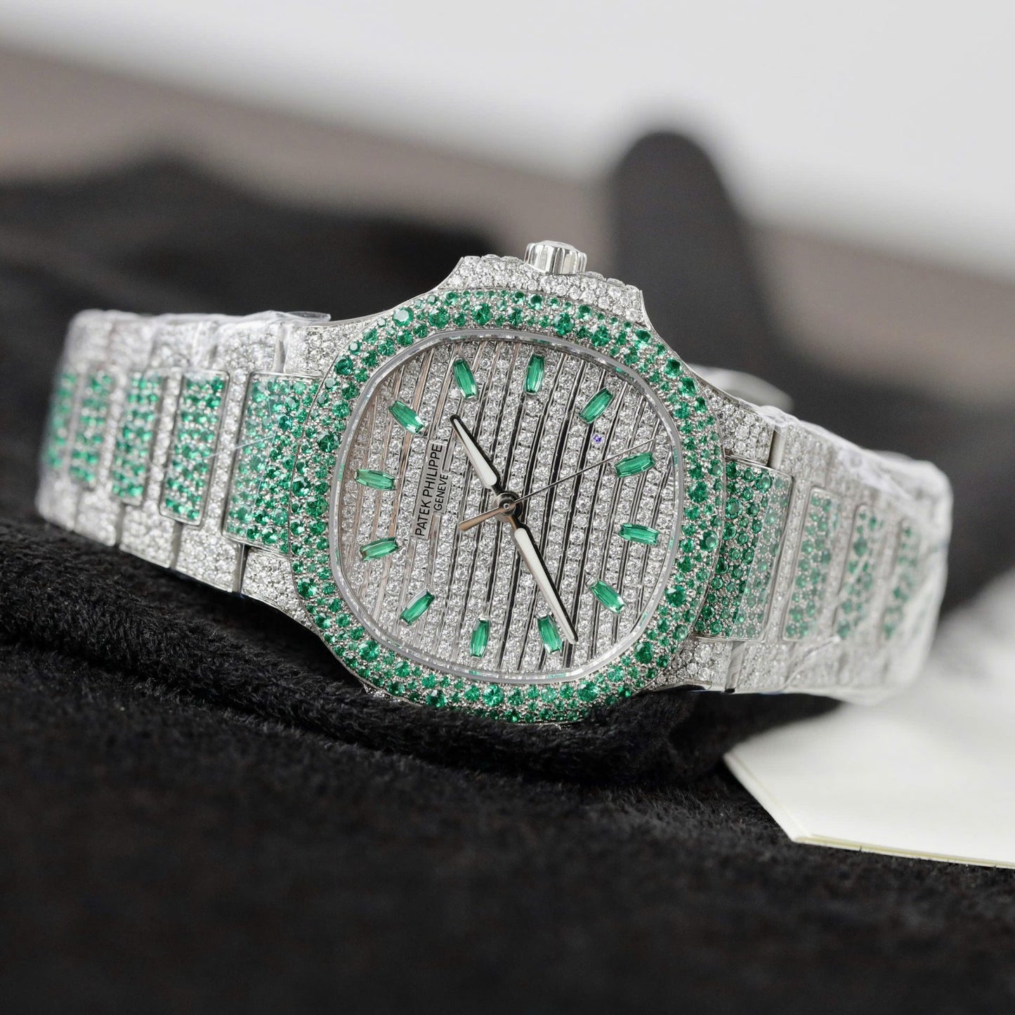 Patek Philippe Best Copies Watch Nautilus 7118 Custom Diamonds Moissanite Hong Kong 35.2mm