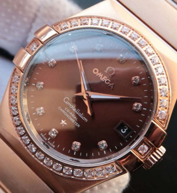 Replica Omega V6 Constellation 123.20.35 RG Case Brown Dial