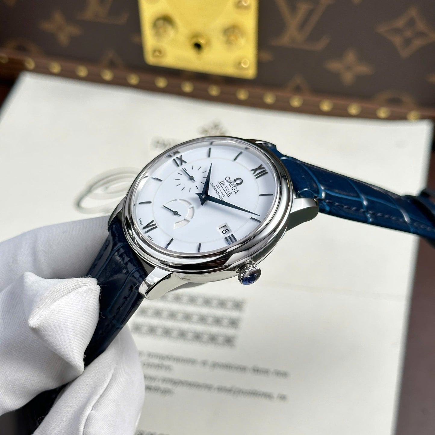 Omega Replica Watch De Ville Prestige Power Reserve White Dial 39.5mm