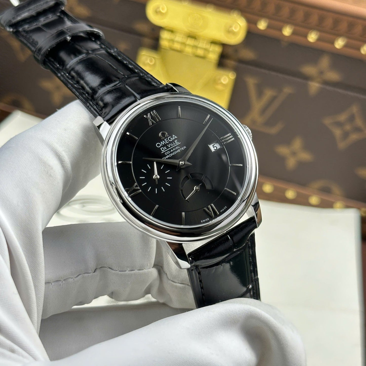 Omega Replica Watch De Ville Prestige Power Reserve Black Dial 39.5mm