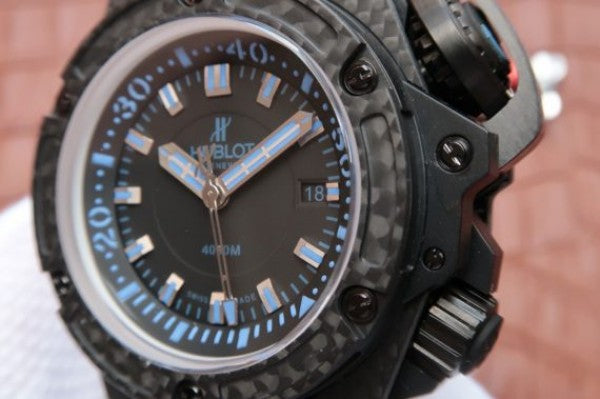 Replica Hublot King Power OceanGraphic 4000 CF V6F Blue Markers Rubber Strap A7750