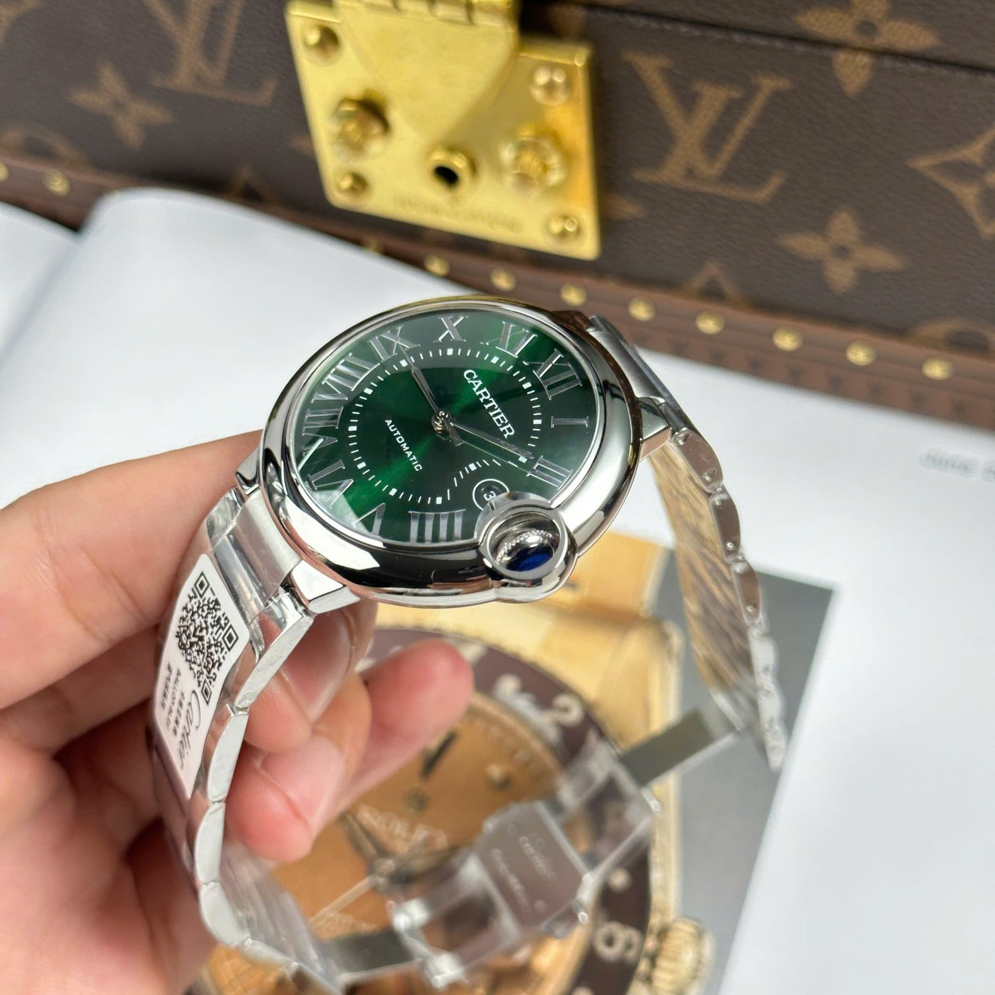 Cartier Ballon Bleu Best Replica Watch Green Dial Metal Wire AF Factory 40mm